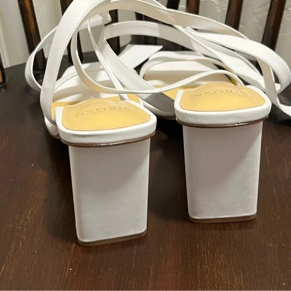 Alexandre Birman Women's  Bow-Tie White Leather Sandals Pumps - Picture 7 of 9